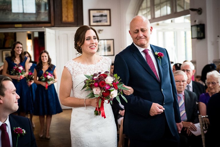 Bride and father at Thames Rowing Club