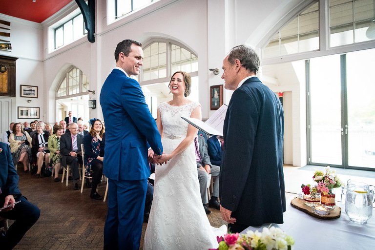 Bride and Groom Vows at Thames Rowing Club