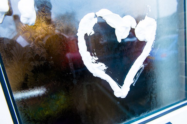 Heart drawn on Door of Newlyweds