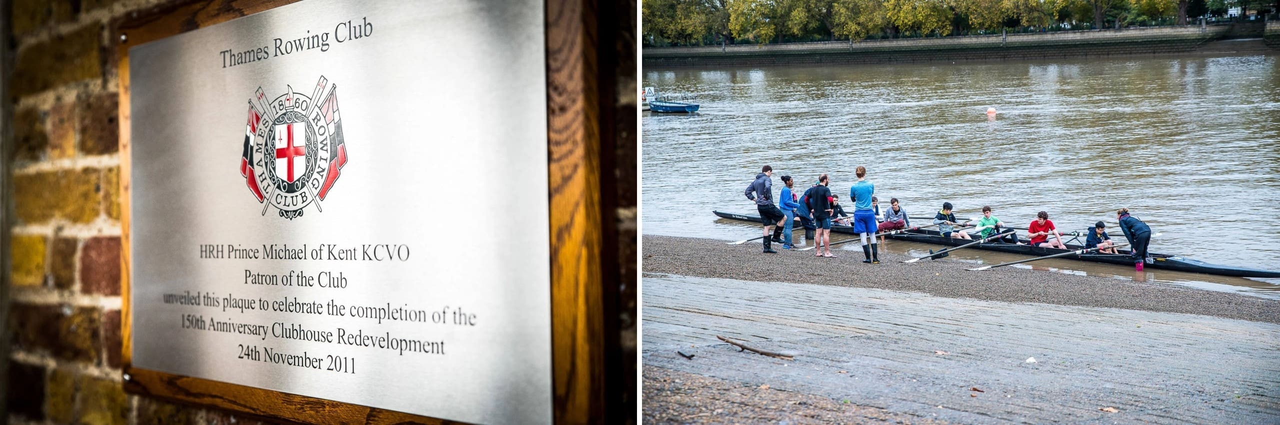 Plaque being unveiled to commemorate Thames Rowing Club's clubhouse redevelopment completion. — Wedding at The Lodge Hotel Putney, London