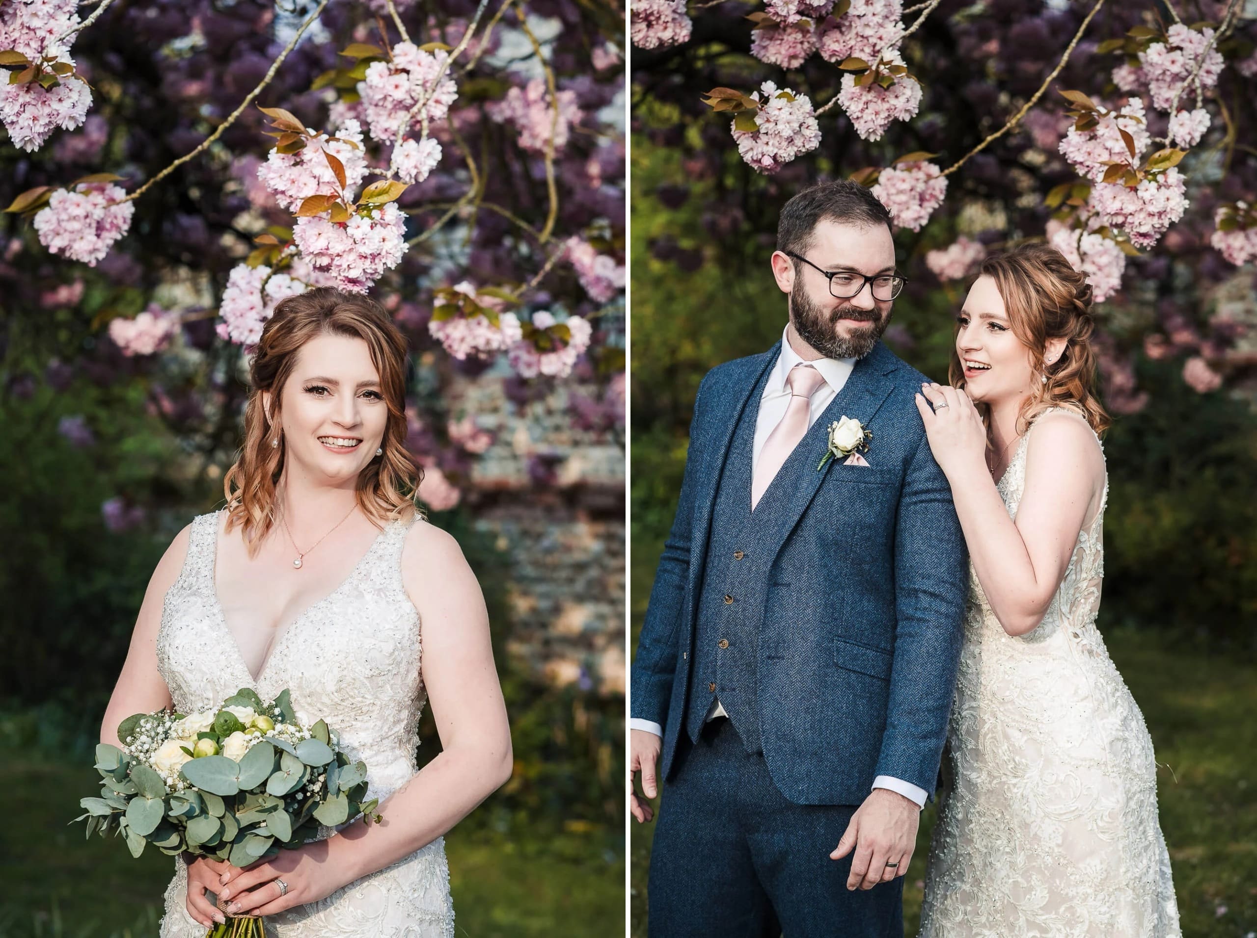 Bride standing in a blooming garden, holding her bouquet and smiling at the camera. — Wedding at Manor Mews, Norfolk