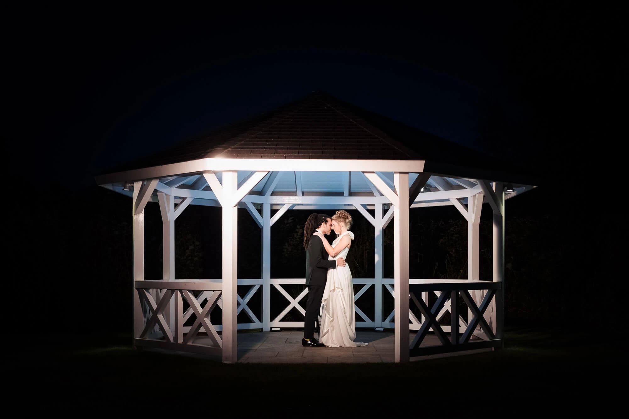 Bride and Groom in moody evening shot