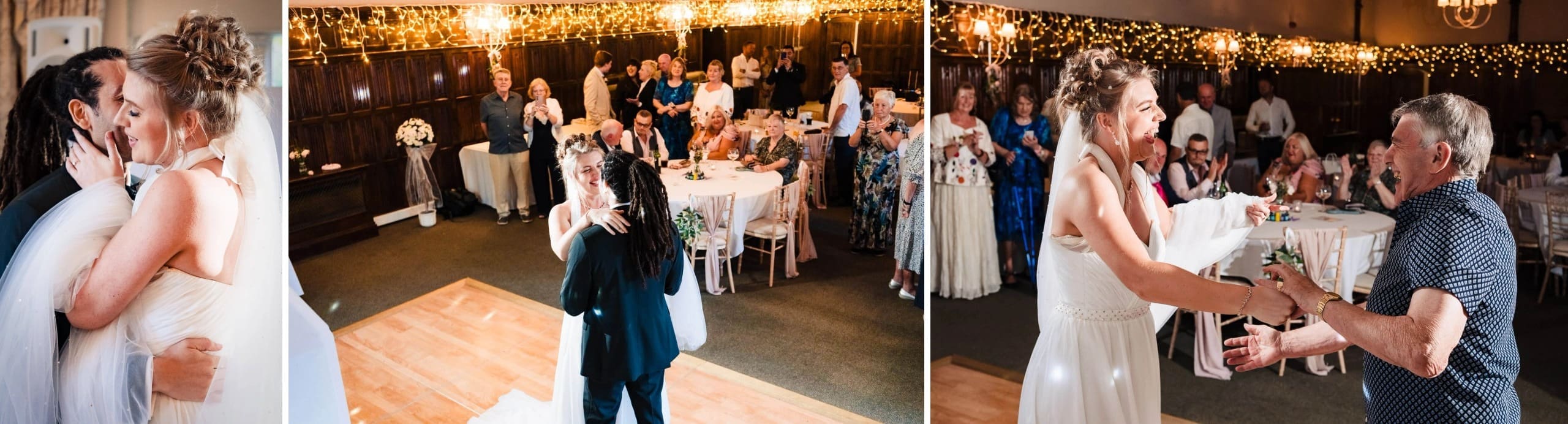 Groom lifting bride in an embrace during their first kiss as a married couple. — Wedding at Sprowston Manor Hotel, Norfolk